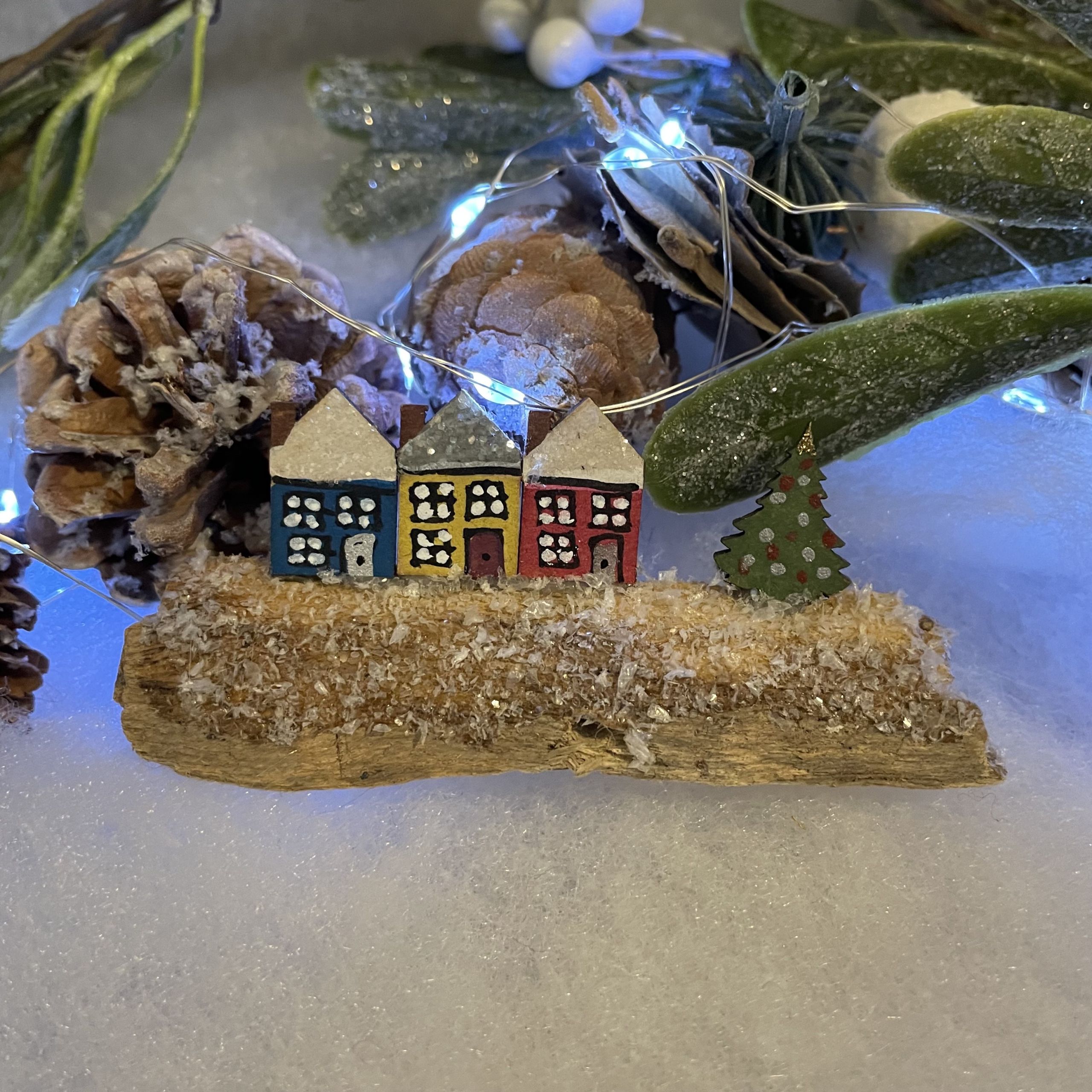 Tenby Houses Christmas Driftwood Decoration
