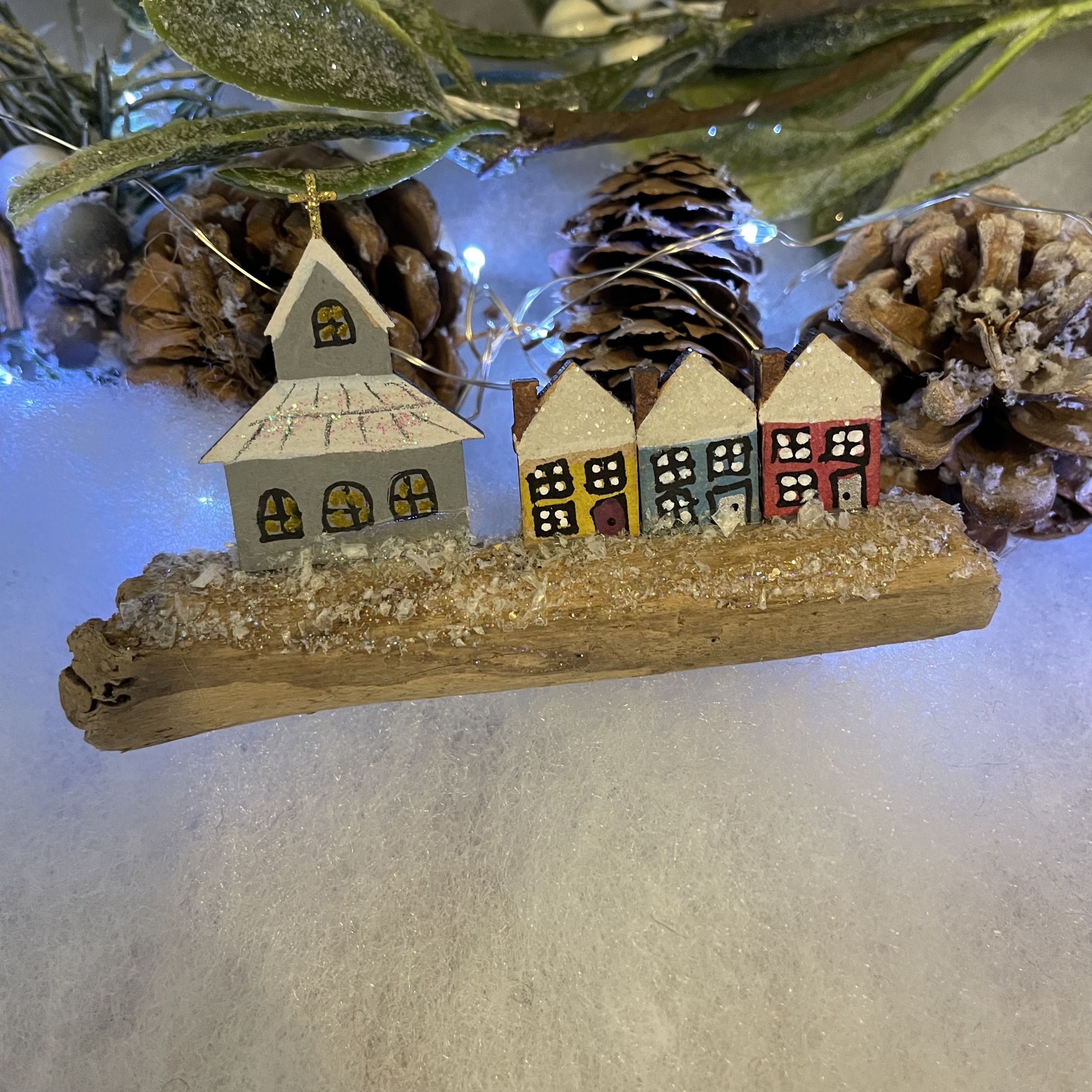 Festive Church Christmas Driftwood Decoration