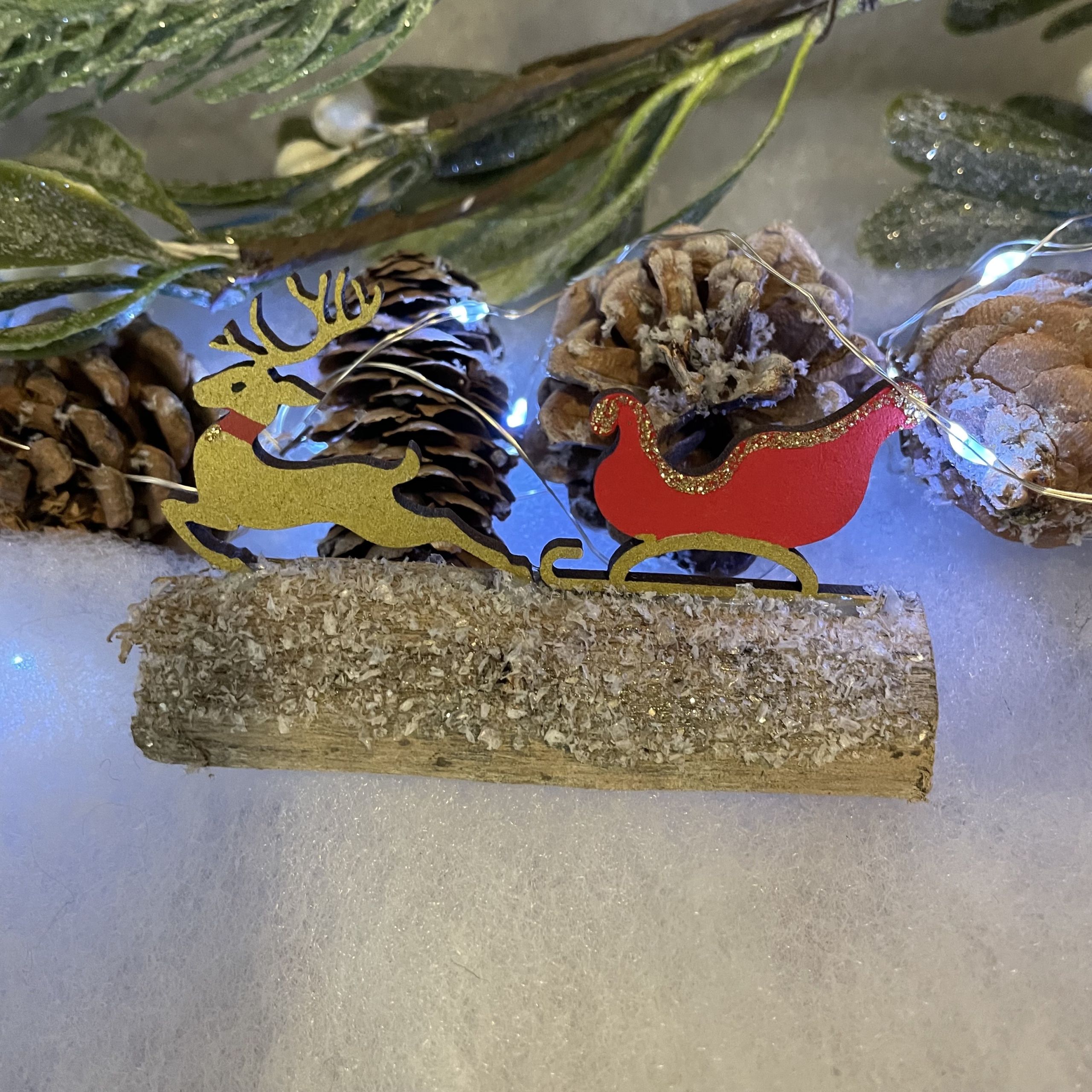 Festive Sleigh Christmas Driftwood Decoration