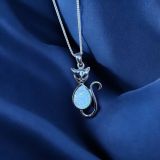 White Opal Cat Necklace
