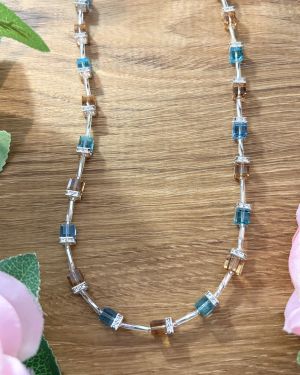 Orange And Blue Crystal Necklace