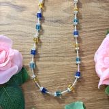 Yellow And Blue Crystal Necklace