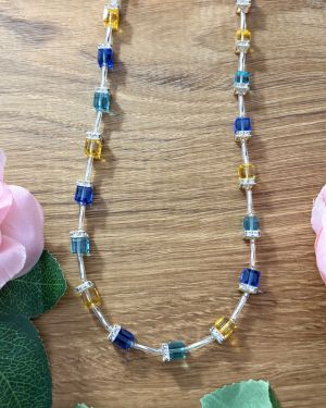 Yellow And Blue Crystal Necklace