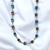 Orange And Blue Crystal Necklace