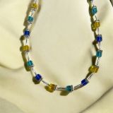 Yellow And Blue Crystal Necklace