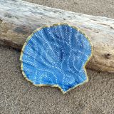 Blue And White Dotted Scallop Sea Shell