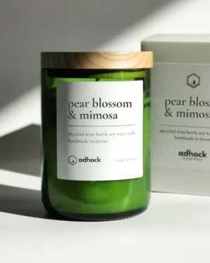 Pear Blossom And Mimosa Wine Bottle Candle