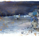 Blue Houses On Tenby Beach