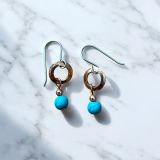Blue Circle Copper Earrings