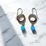 Blue Square Copper Earrings