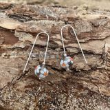 Clear Floral Sea Glass Earrings