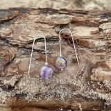 Purple Floral Sea Glass Earrings