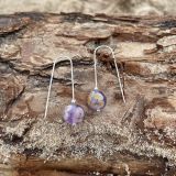Purple Floral Sea Glass Earrings