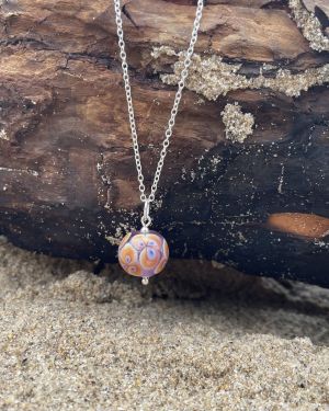 Purple Floral Sea Glass Necklace