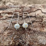 Blue Floral Sea Glass Earrings