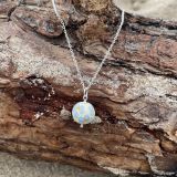 Blue Floral Sea Glass Necklace
