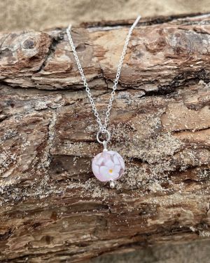 Pink Floral Sea Glass Necklace