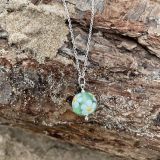 Green Floral Sea Glass Necklace