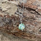 Green Floral Sea Glass Necklace
