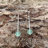 Green Sea Glass Dangler Earrings