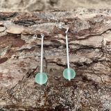 Green Sea Glass Dangler Earrings