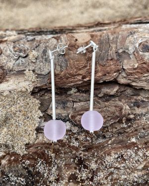 Pink Sea Glass Dangler Earrings