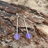 Purple Sea Glass Dangler Earrings