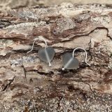 Grey Sea Glass Heart Earrings