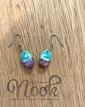Acrylic Oval Wooden Earrings