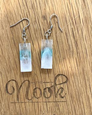 Acrylic White Rectangular Earrings