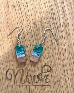Acrylic Rectangular Wooden Earrings