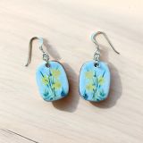 Ceramic Rectangular Daffodil Earrings