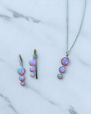 Pink Opal Silver Jewellery Set