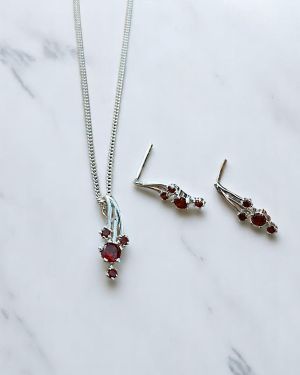 Red Silver Jewellery Set