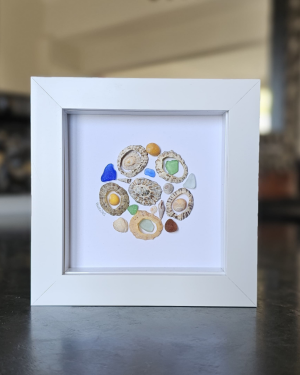 Seashells And Sea Glass Circle Frame