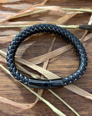 Black And White Leather Bracelet