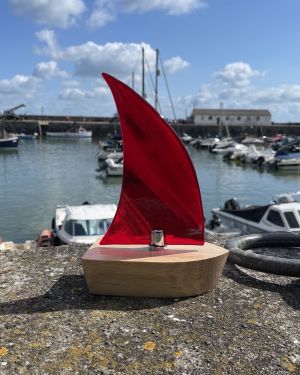 Red Clear Glass Boat
