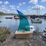 Clear Light Blue Glass Boat