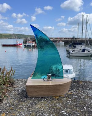 Clear Light Blue Glass Boat