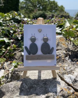 Two Cats Pebble Canvas