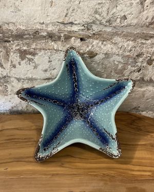Large Ceramic Blue Starfish Dish