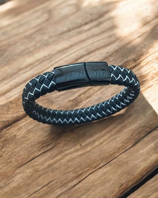 Black And White Leather Bracelet
