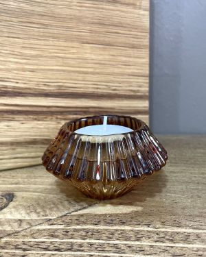 Antique Amber Glass Candle Holder