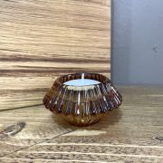 Antique Amber Glass Candle Holder