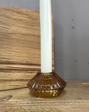 Antique Amber Glass Candle Holder