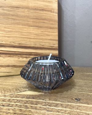 Midnight Grey Glass Candle Holder