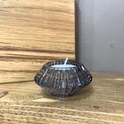 Midnight Grey Glass Candle Holder