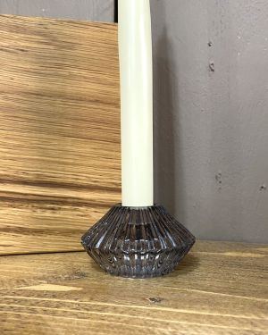 Midnight Grey Glass Candle Holder