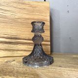 Midnight Grey Vintage Glass Candlestick Holder