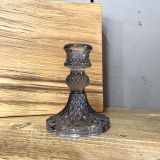 Midnight Grey Vintage Glass Candlestick Holder